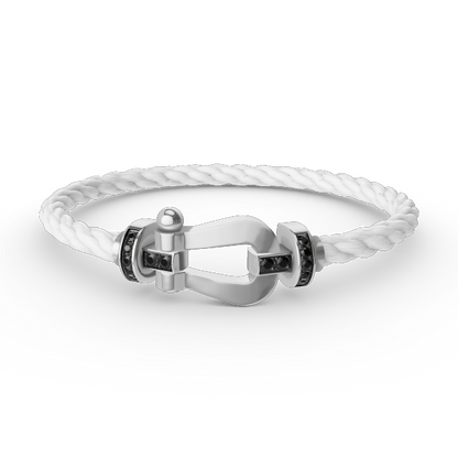 [Amore Jewelry]FORCE LARGE HORSESHOE BLACK DIAMOND BRACELET SILVER