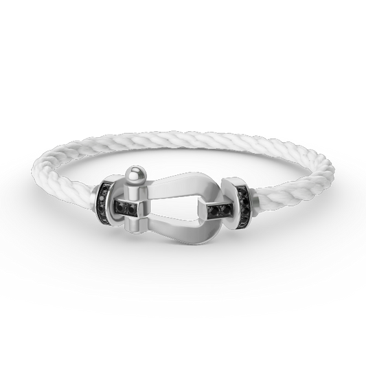 [Amore Jewelry]FORCE LARGE HORSESHOE BLACK DIAMOND BRACELET SILVER