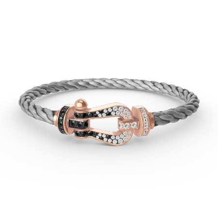 [Amore Jewelry]FORCE LARGE HORSESHOE BLACK WHITE DIAMOND BRACELET ROSE GOLD