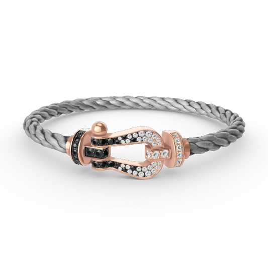 [Amore Jewelry]FORCE LARGE HORSESHOE BLACK WHITE DIAMOND BRACELET ROSE GOLD