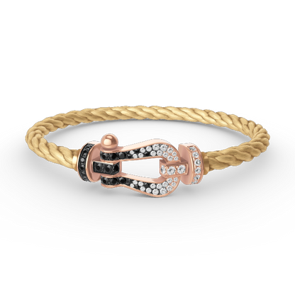[Amore Jewelry]FORCE LARGE HORSESHOE BLACK WHITE DIAMOND BRACELET ROSE GOLD