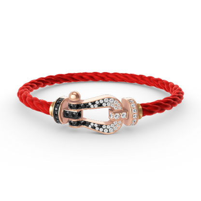 [Amore Jewelry]FORCE LARGE HORSESHOE BLACK WHITE DIAMOND BRACELET ROSE GOLD