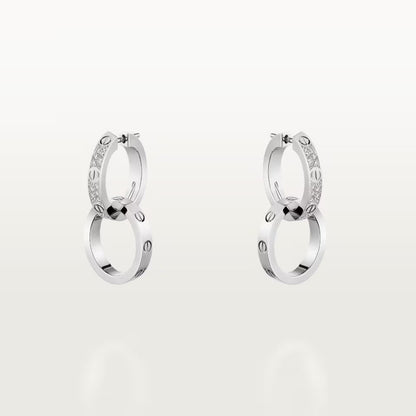 [Amore Jewelry]LOVE 3.3MM DANGLE HALF DIAMOND EARRINGS