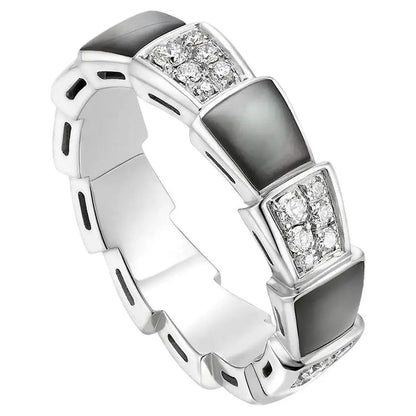 [Amore Jewelry]SERPENTI RING SILVER DIAMOND BLACK MOP 4MM