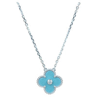 [Amore Jewelry]CLOVER 15MM DIAMOND SVRES PORCELAIN  NECKLACE SILVER