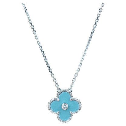 [Amore Jewelry]CLOVER 15MM DIAMOND SVRES PORCELAIN  NECKLACE SILVER