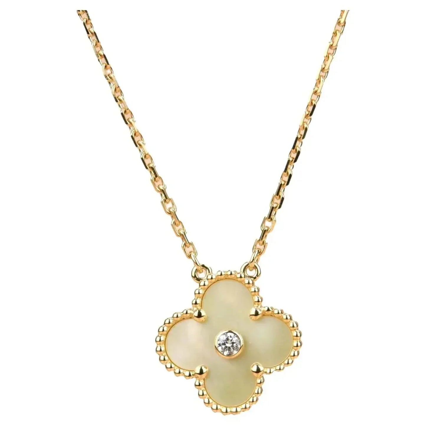 [Amore Jewelry]CLOVER 15MM DIAMOND GOLD MOTHER OF PEARL NECKLACE