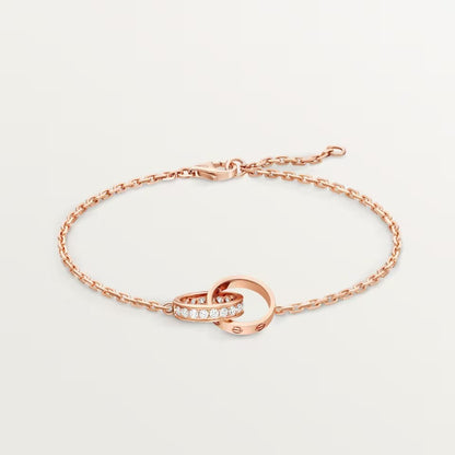 [Amore Jewelry]LOVE DOUBLE RING HALF DIAMOND BRACELET
