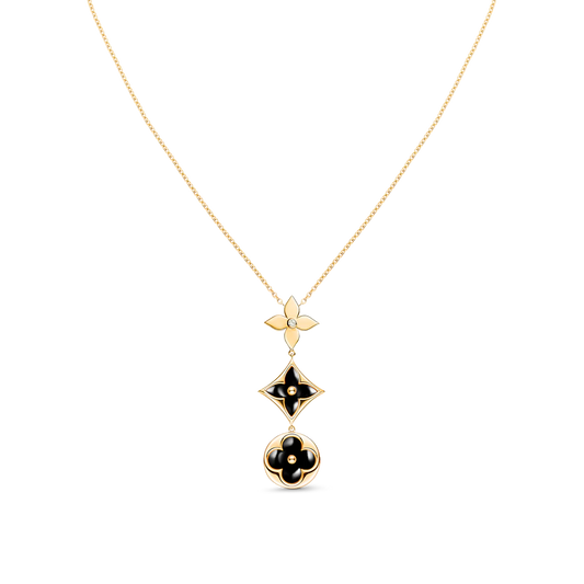 [Amore Jewelry]STAR AND SUN ONYX PINK GOLD NECKLACE