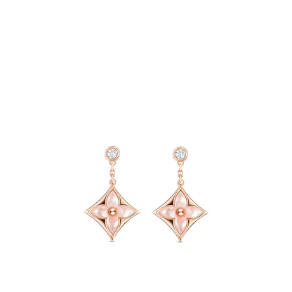 [Amore Jewelry]DOUBLE STAR PINK GOLD MOP DROP EARRINGS