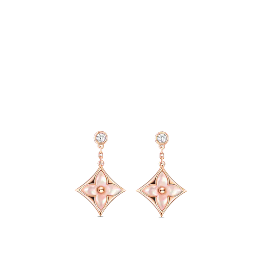 [Amore Jewelry]DOUBLE STAR PINK GOLD MOP DROP EARRINGS