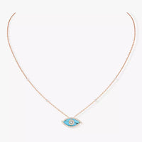 [Amore Jewelry]Lucky Eye Diamond Necklace in Rose Gold and Turquoise