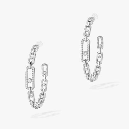 [Amore Jewelry]Move Link Diamond Hoop Earrings