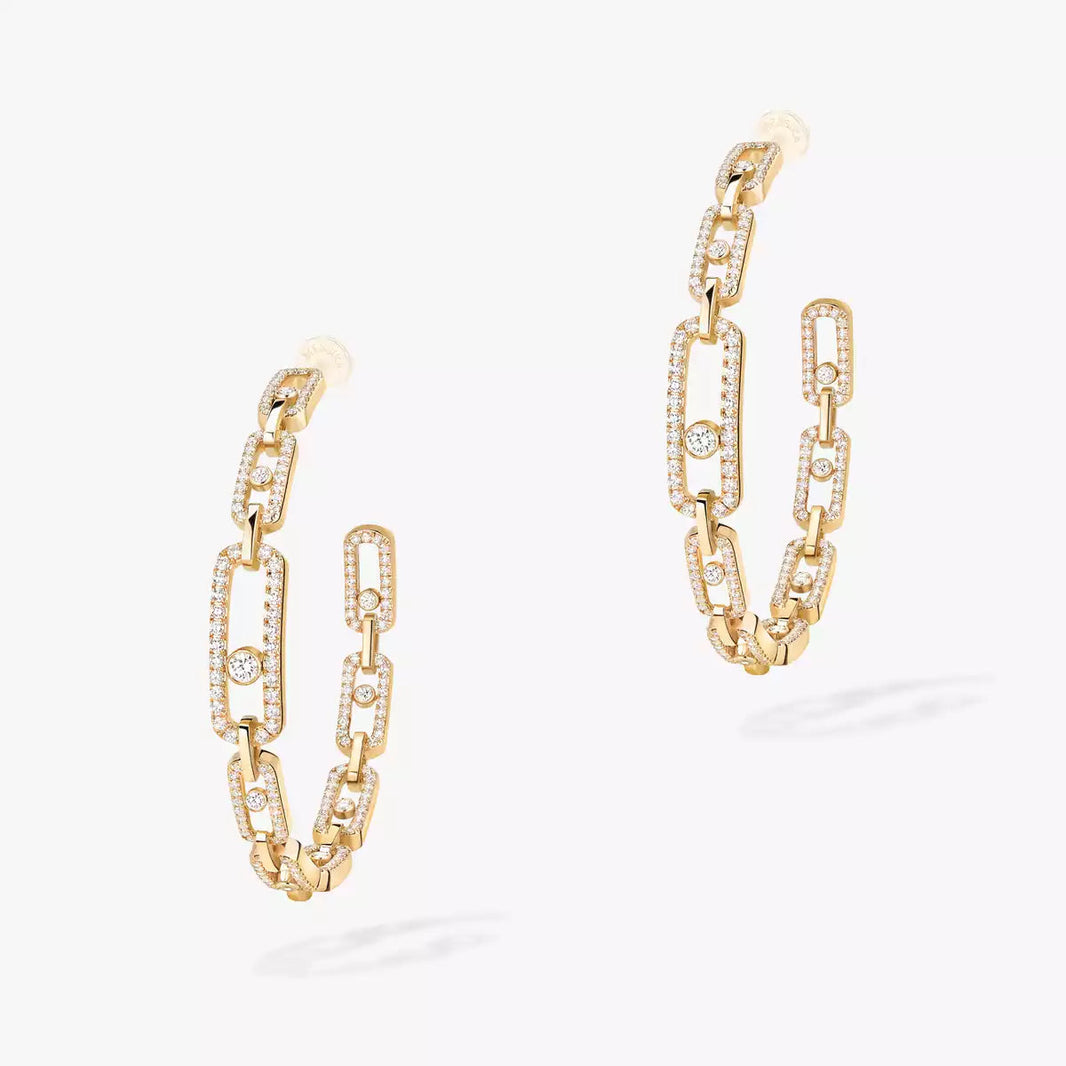 [Amore Jewelry]Move Link Diamond Hoop Earrings