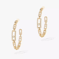 [Amore Jewelry]Move Link Diamond Hoop Earrings