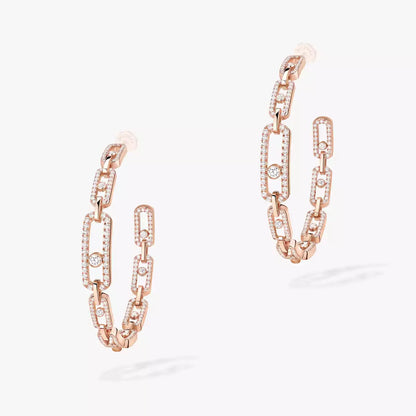 [Amore Jewelry]Move Link Diamond Hoop Earrings