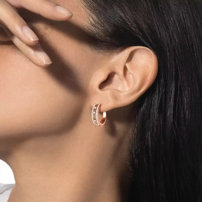 [Amore Jewelry Jewelry]Diamva3ond Pave_ Hoop Earrings Move