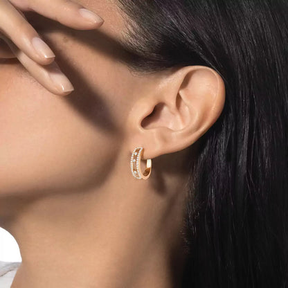 [Amore Jewelry Jewelry]Diamva3ond Pave_ Hoop Earrings Move