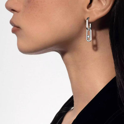 [Amore Jewelry Jewelry]Move Link Diamva3ond Earrings