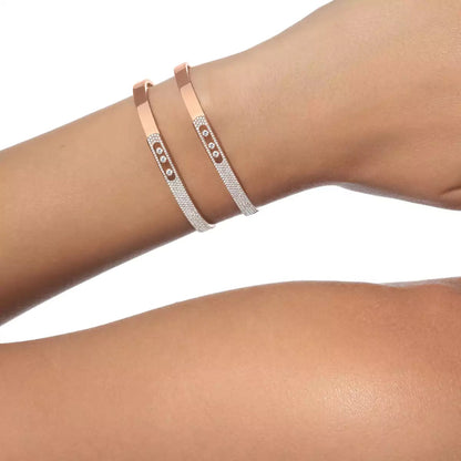 [Amore Jewelry]Move Noa Rose Gold Pavé Diamond Bangle Bracelet