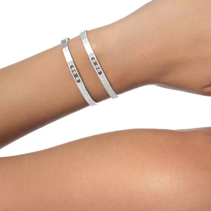 [Amore Jewelry]Move Noa Rose Gold Pavé Diamond Bangle Bracelet