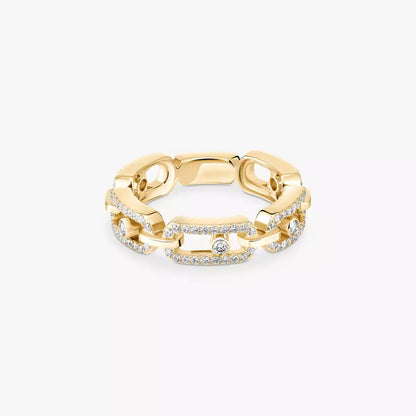 [Amore Jewelry]Move Link Pave_-Set Diamond Ring in Gold