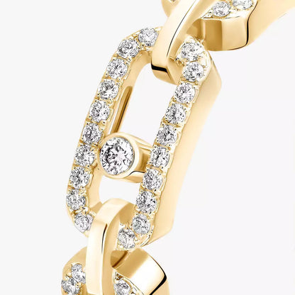 [Amore Jewelry]Move Link Pave_-Set Diamond Ring in Gold