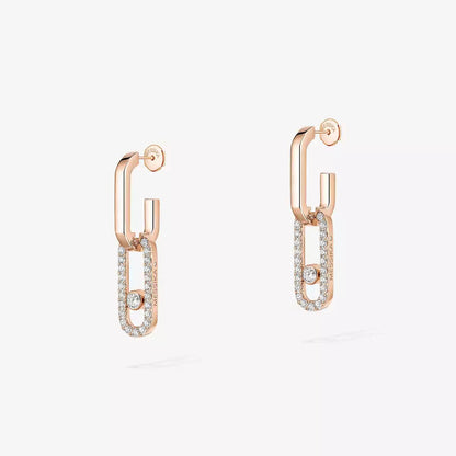 [Amore Jewelry Jewelry]Move Link Diamva3ond Earrings