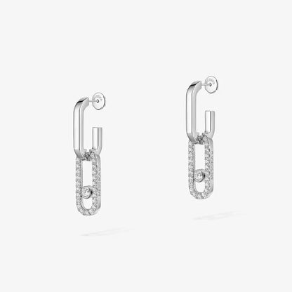 [Amore Jewelry Jewelry]Move Link Diamva3ond Earrings