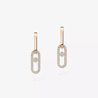 [Amore Jewelry Jewelry]Move Link Diamva3ond Earrings