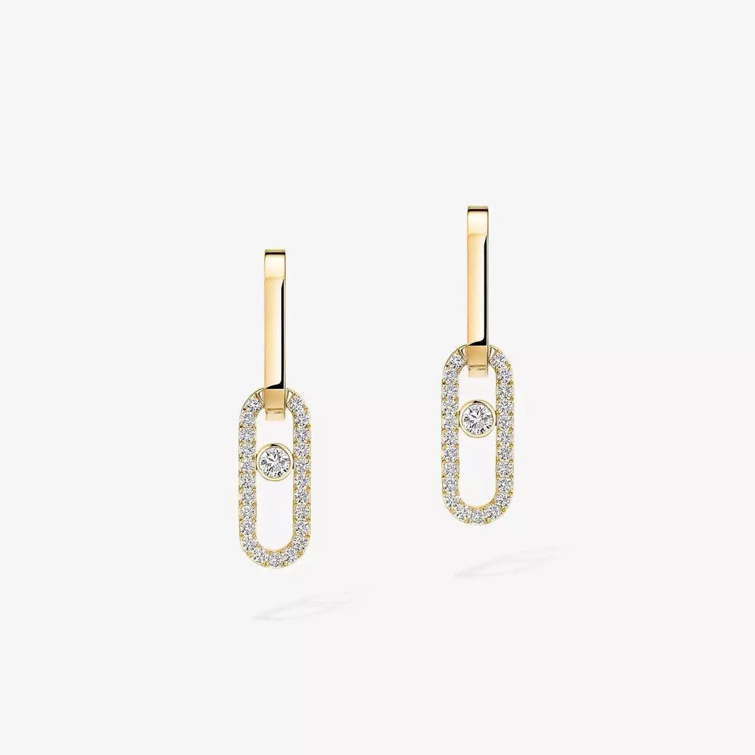 [Amore Jewelry Jewelry]Move Link Diamva3ond Earrings