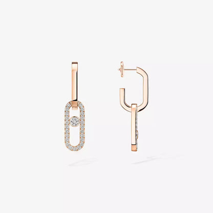 [Amore Jewelry Jewelry]Move Link Diamva3ond Earrings