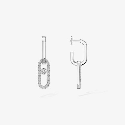 [Amore Jewelry Jewelry]Move Link Diamva3ond Earrings