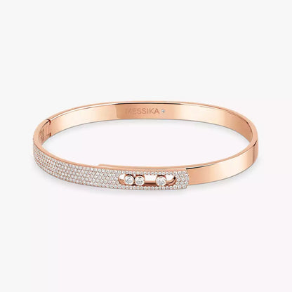 [Amore Jewelry]Move Noa Rose Gold Pavé Diamond Bangle Bracelet