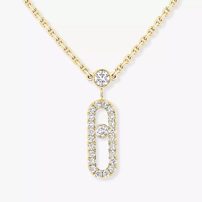 [Amore Jewelry]2 Rows Rose Gold Diamond Pave_ Necklace Move Uno