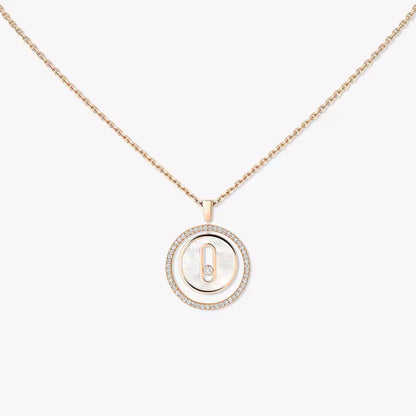 [Amore Jewelry]Lucky Move Diamond Necklace in Rose Gold and White Mother-of-Pearl