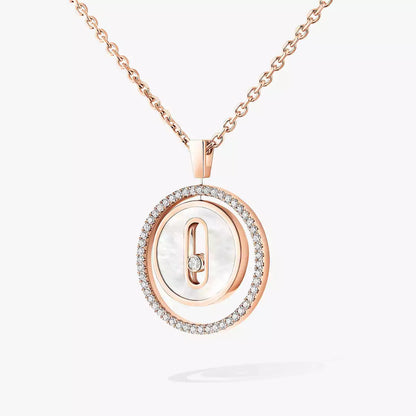 [Amore Jewelry]Lucky Move Diamond Necklace in Rose Gold and White Mother-of-Pearl