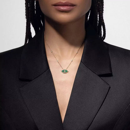 [Amore Jewelry]Lucky Eye Diamond Necklace in Rose Gold and Turquoise