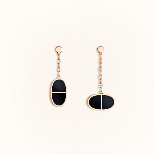 [Amore Jewelry]CHAINE VERSO BLACK CERAMIC EARRINGS