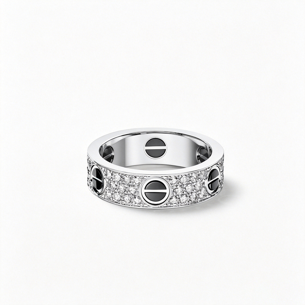 [Amore Jewelry]LOVE RING 5.5MM DIAMONDS PAVED CERAMIC