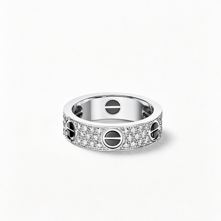 [Amore Jewelry]LOVE RING 5.5MM DIAMONDS PAVED CERAMIC