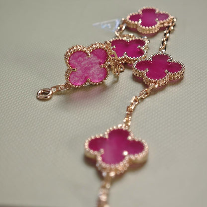 [Amore Jewelry]NEW CLOVER 5 MOTIFS PINK ENAMEL BRACELET