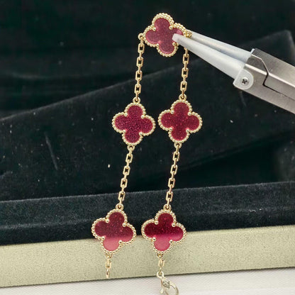 [Amore Jewelry]NEW CLOVER 5 MOTIFS PINK ENAMEL BRACELET