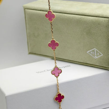 [Amore Jewelry]NEW CLOVER 5 MOTIFS PINK ENAMEL BRACELET