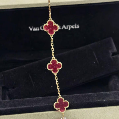 [Amore Jewelry]NEW CLOVER 5 MOTIFS PINK ENAMEL BRACELET