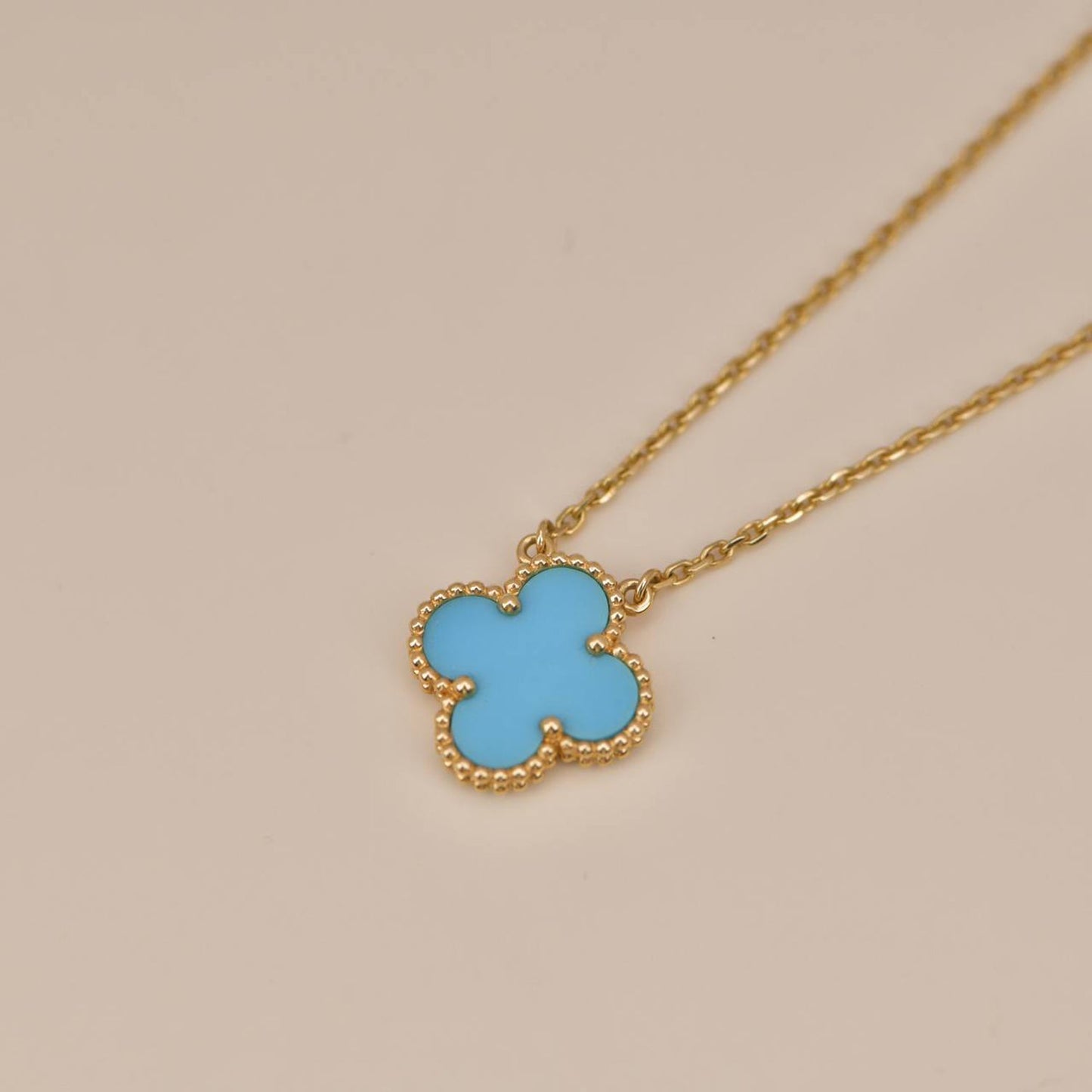 [Amore Jewelry]CLOVER 15MM VINTAGE TURQUOISE NECKLACE