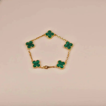 [Amore Jewelry]CLOVER 5 MOTIFS MALACHITE BRACELET