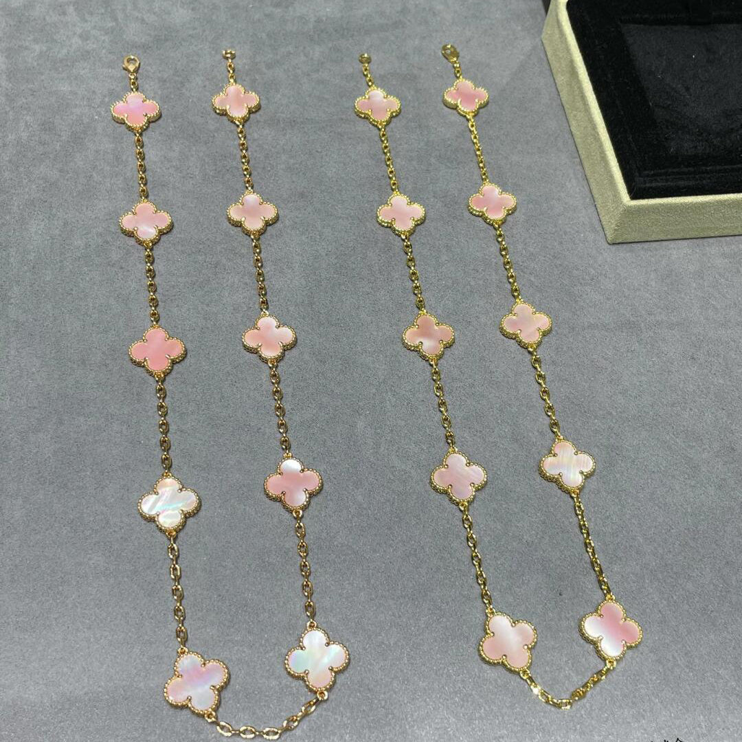[Amore Jewelry]CLOVER 10 MOTIFS PINK MOP NECKLACE