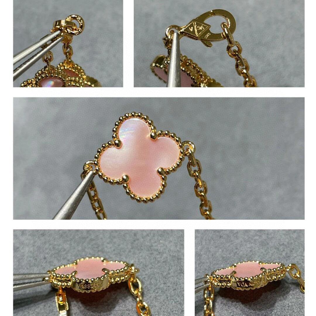 [Amore Jewelry]CLOVER 10 MOTIFS PINK MOP NECKLACE
