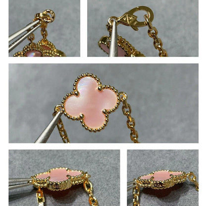 [Amore Jewelry]CLOVER 10 MOTIFS PINK MOP NECKLACE